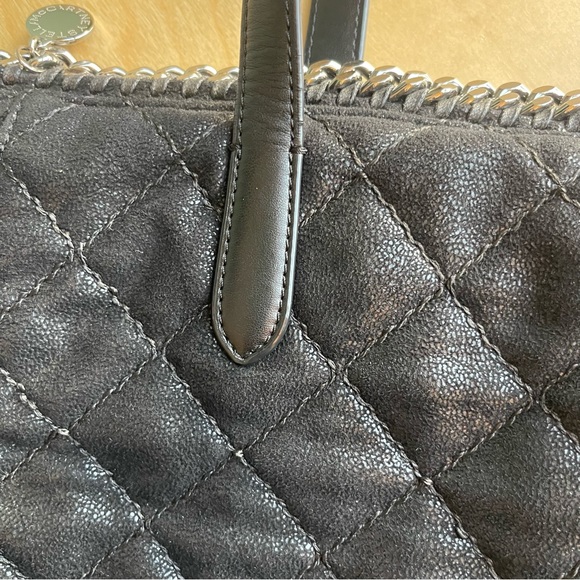 Stella McCartney Falabella black quilted tote with silver chain hardware vegan - Picture 10 of 16
